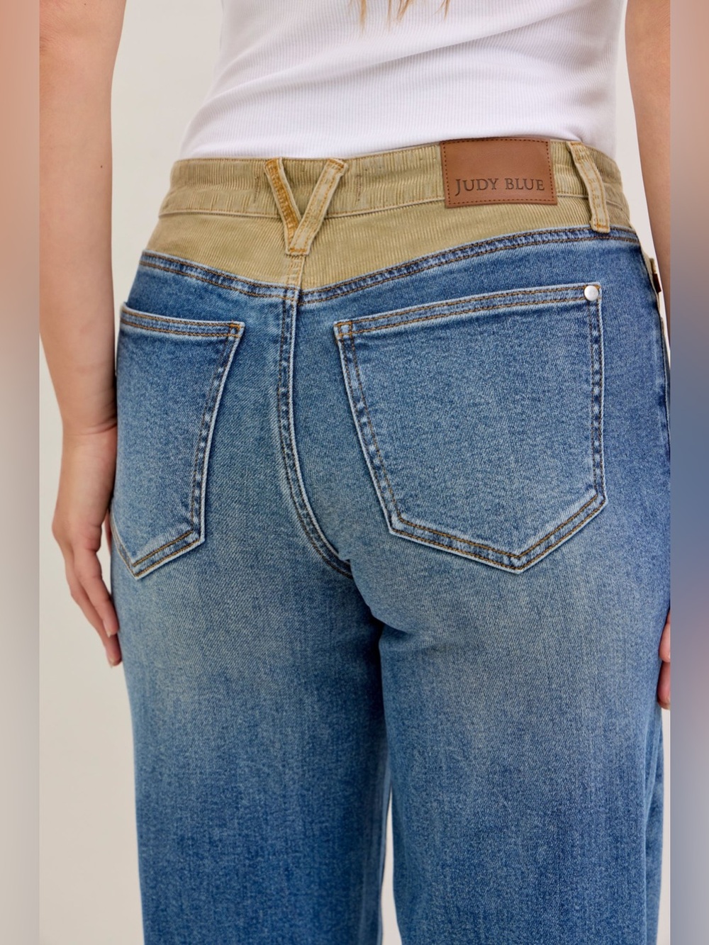 Judy Blue MR Column Straight Jeans with Corduroy Waist - Picture 10 of 11